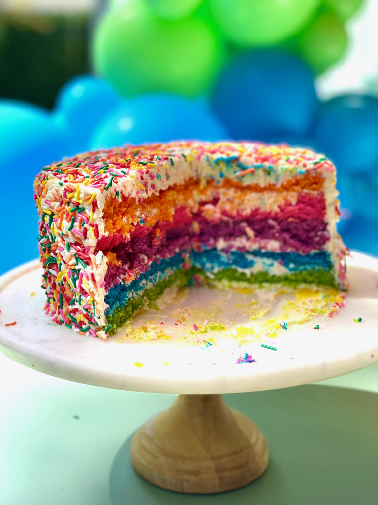 Rainbow birthday party - rainbow cake